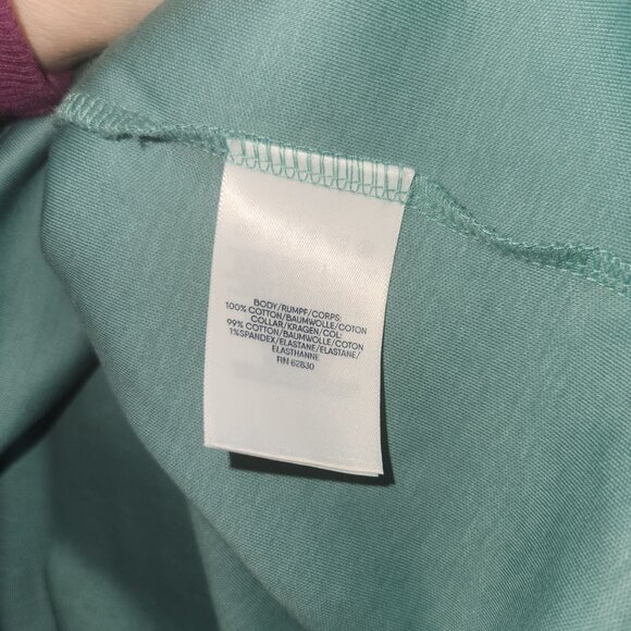 Lands End Womens Polo Shirt 1X 16W-18W Green & Pink Cotton/Spandex 4020 - Picture 4 of 7